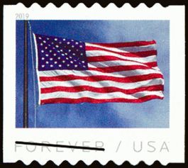 #5342 - (55¢) Flag & Clouds - Coil - USPS at lower grommet