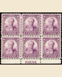 #725 - 3¢ Daniel Webster: Plate Block