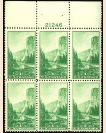 #740 - 1¢ Yosemite: Plate Block