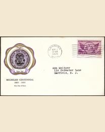 #775 - 3¢ Michigan Centenary FDC