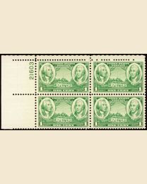 #785 - 1¢ Washington & Greene: Plate Block