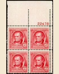 # 860 - 2¢ J.F. Cooper: plate block