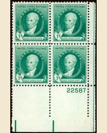 # 884 - 1¢ G. Stuart: plate block