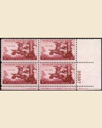 #1077 - 3¢ Wild Turkey: plate block