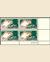 #1232 - 5¢ West Virginia Statehood Plate Block