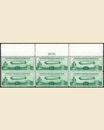 US # C18 50¢ Graf Zeppelin Plate Block of 6