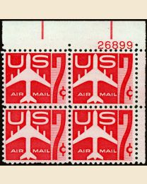 #C60 - 7¢ Jet Liner: Plate Block