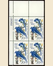 #C71 - 20¢ Columbia Jays: Plate Block