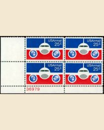 #C89 - 25¢ Plane & Globes: Plate Block