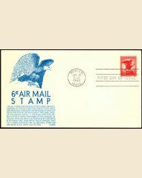 US #C67 6¢ Bald Eagle paid for the airmail postcard rate at that time