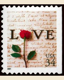 #3498 - 34¢ Rose & Love Letter